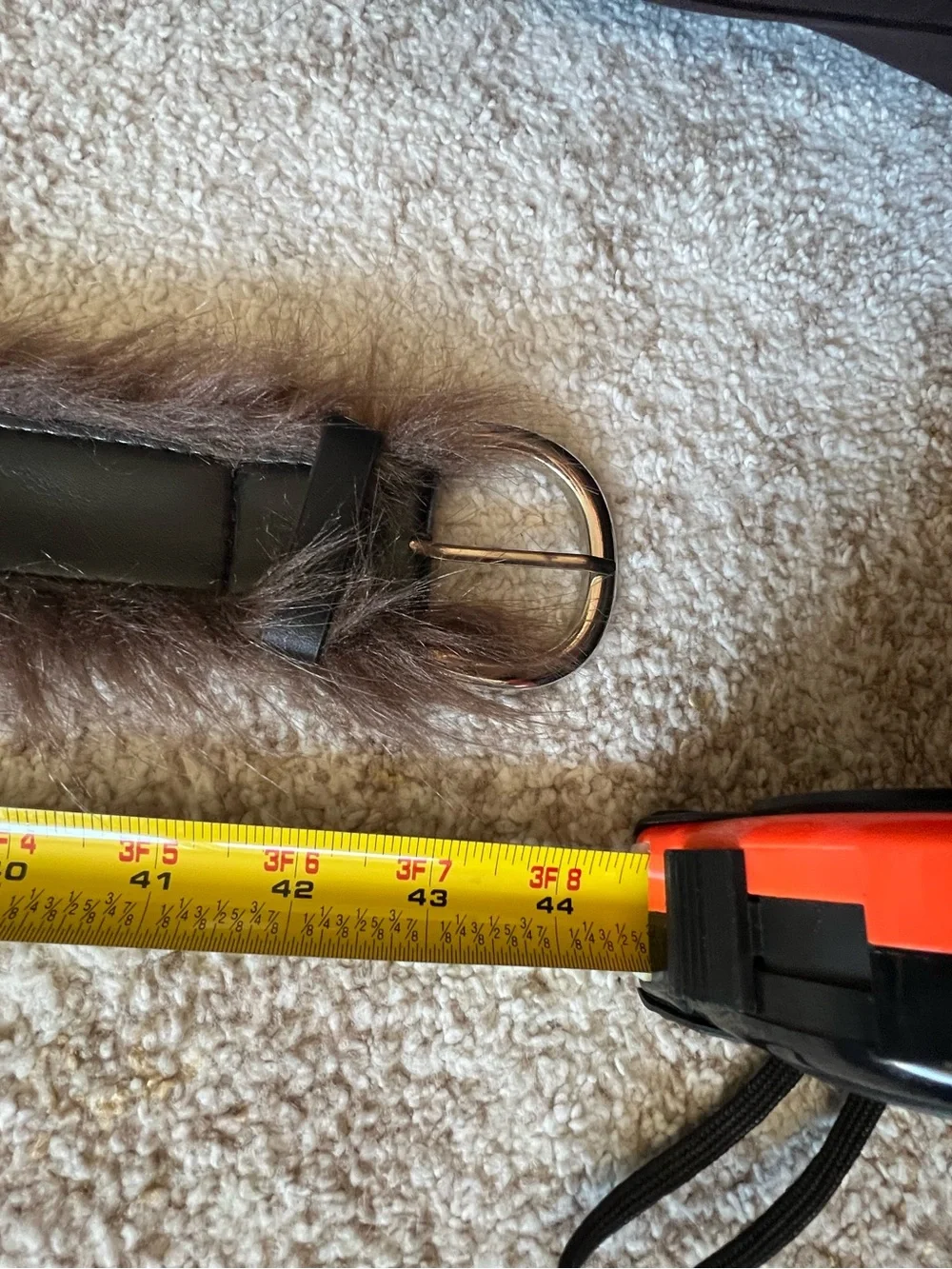 Y2K Brown Faux Fur Trim Grommet Belt